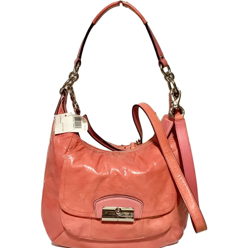 COACH 19299 KRISTIN PATENT LEATHER ROSE HOBO BAG MSRP $328